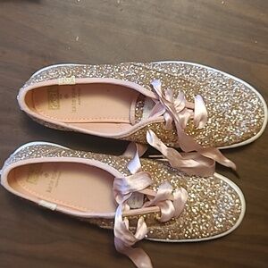 Keds- kate spade Glitter Lace- Up Sneaker 7 Rose NEW without Tags